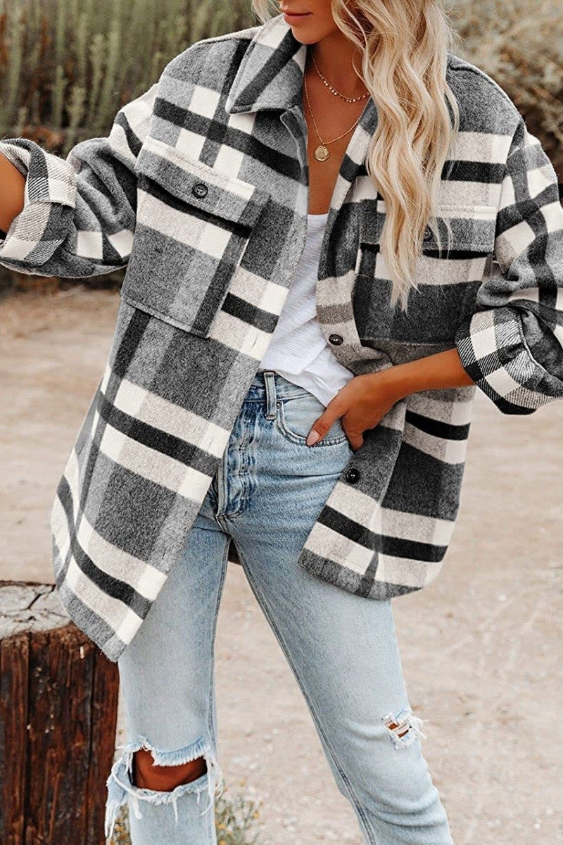 "Mountain Mist" Oversized Plaid Jacket