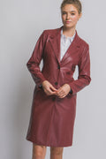 "Empire State" Burgundy Faux Leather Trench Coat
