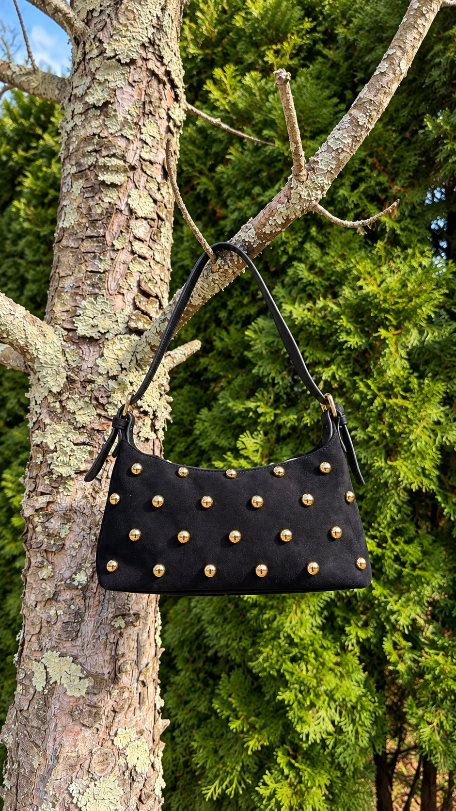 The Studded Suede Shoulder Bag