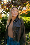 The Sienna Cropped Leather Jacket - Brown