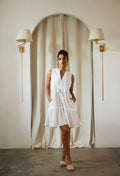 "Summer Stroll" White Flowy Tiered Flare Mini Dress