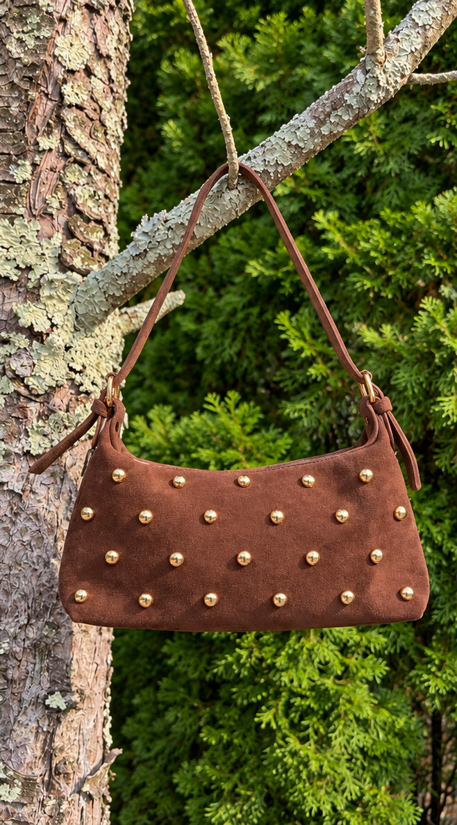 The Studded Suede Shoulder Bag