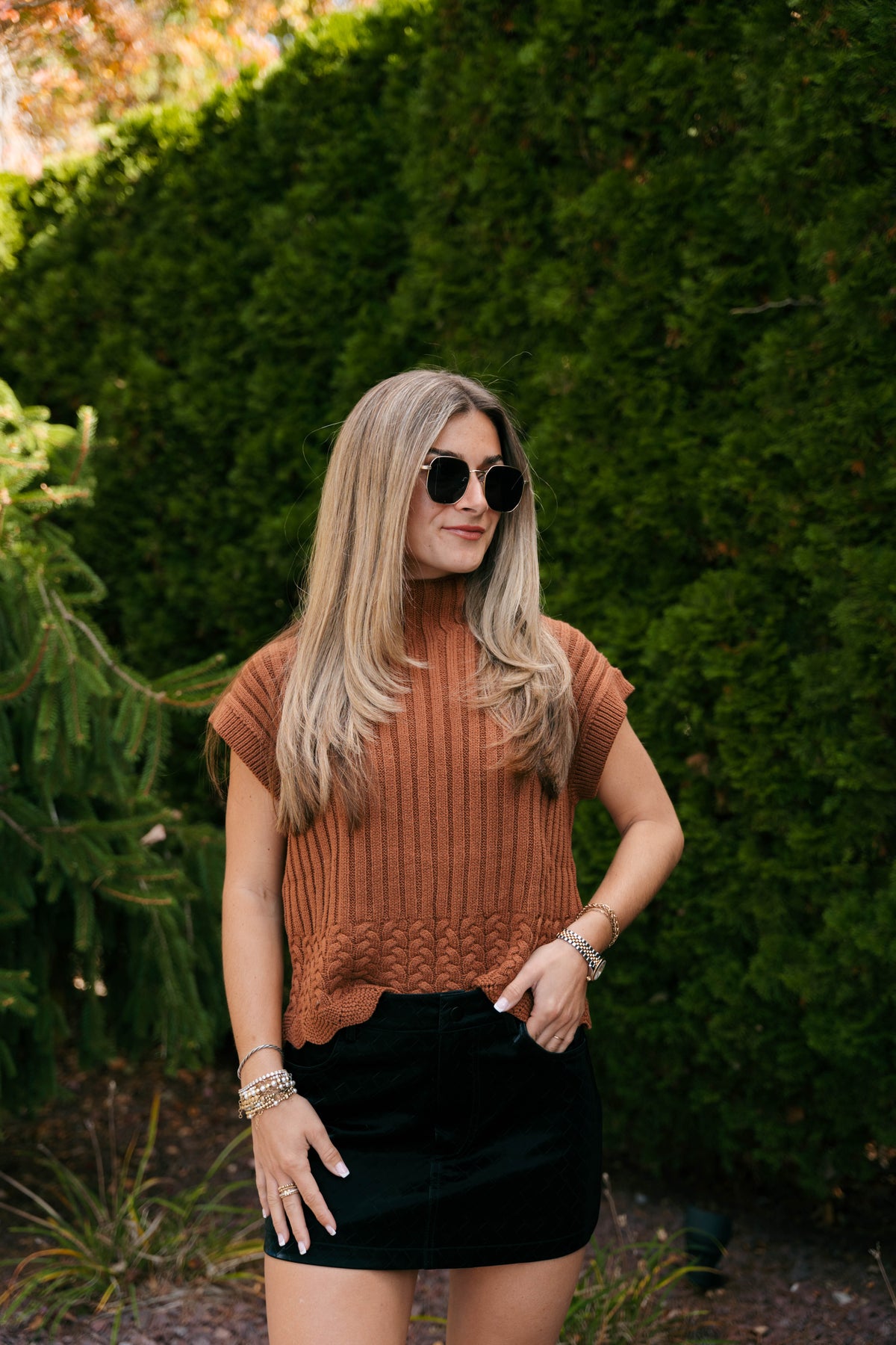 The Rust-Brown Scalloped Knit