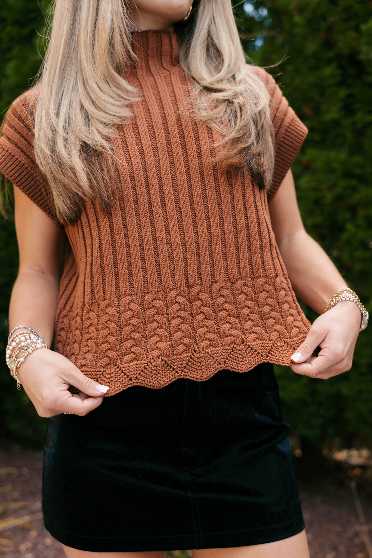 The Rust-Brown Scalloped Knit